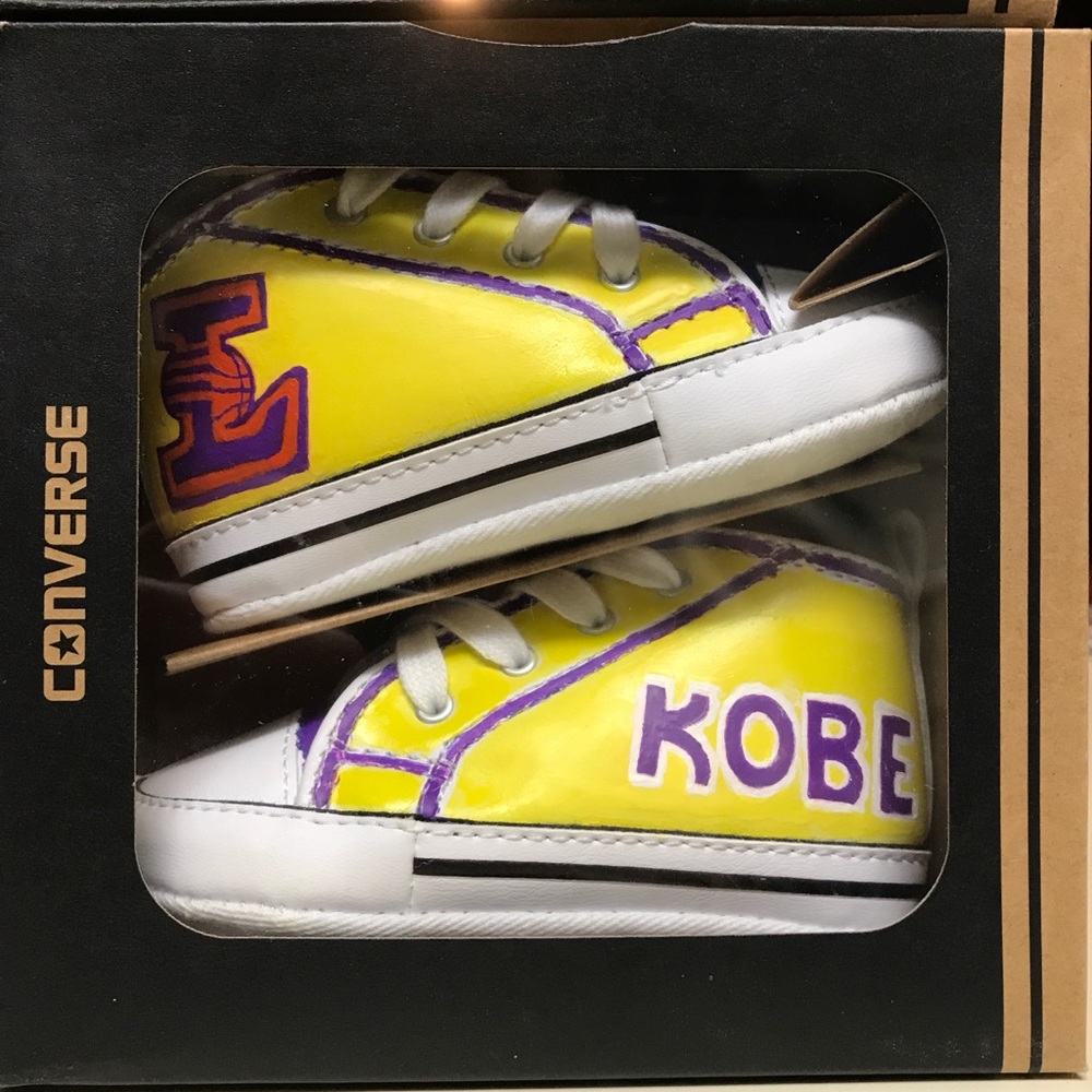 Custom Lakers Converse baby shoes.
